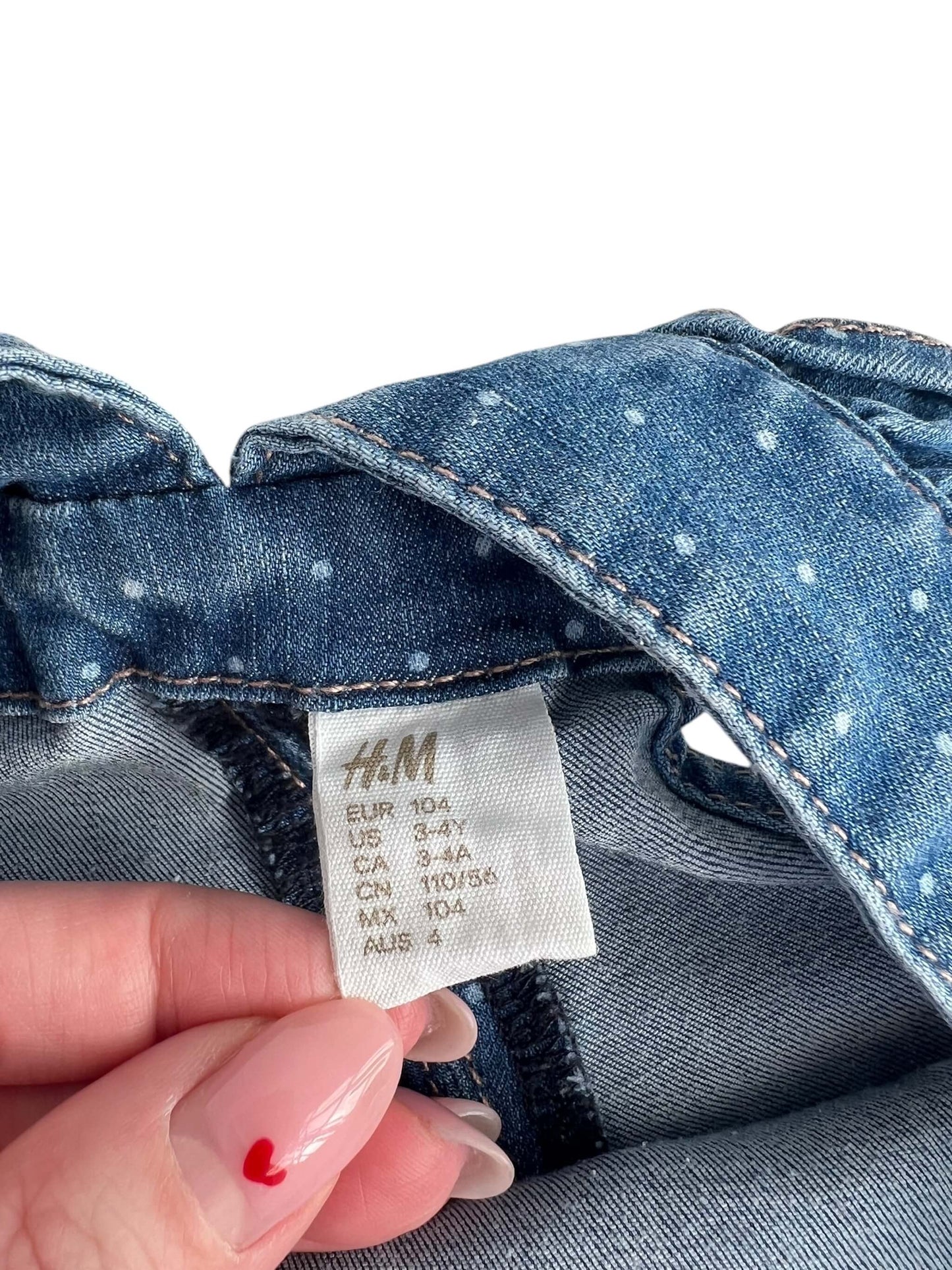 H&M Denim Polka Dot Dungarees, Age 3-4