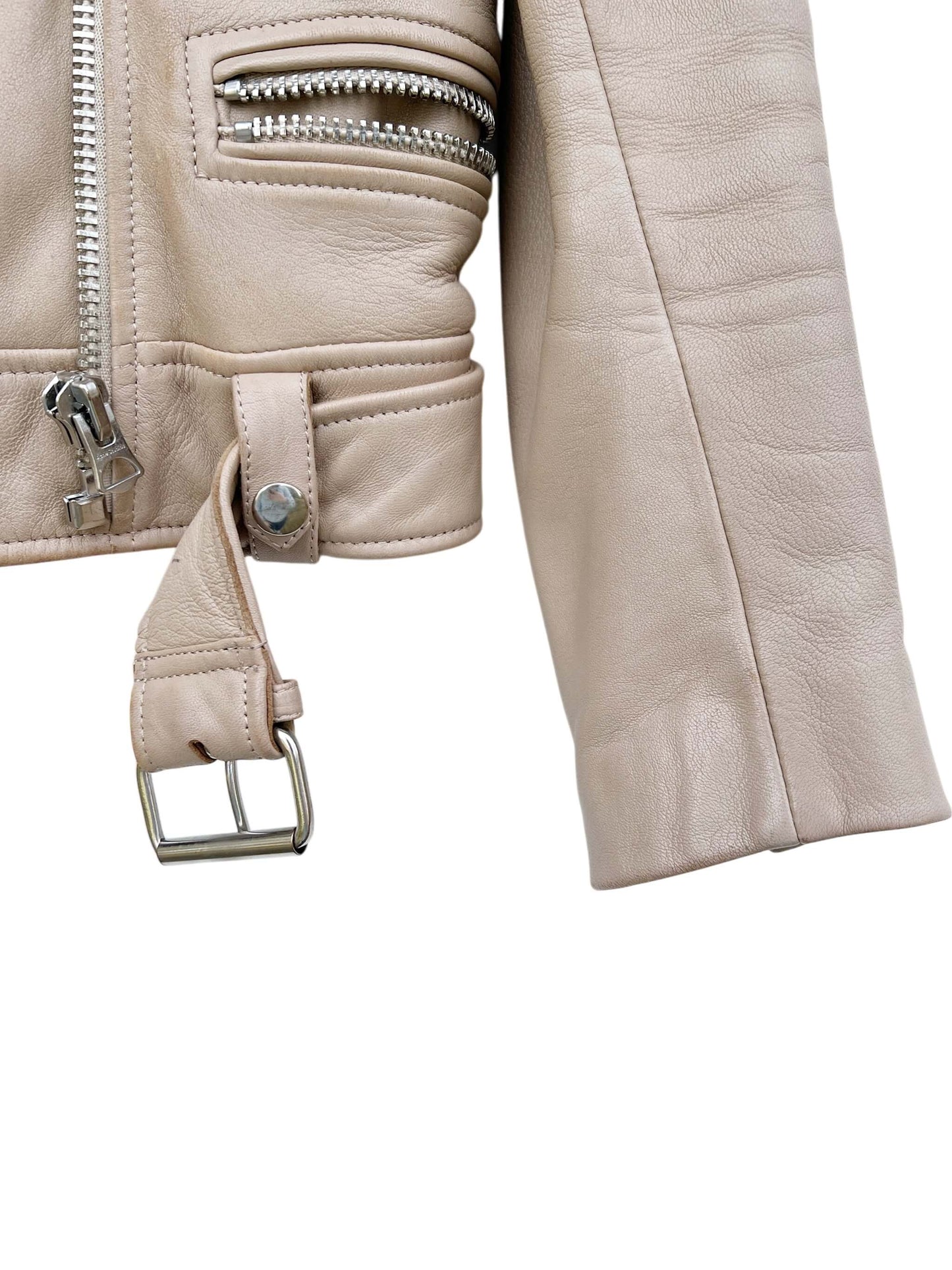 Acne Studios Moto Leather Jacket, Sz 32