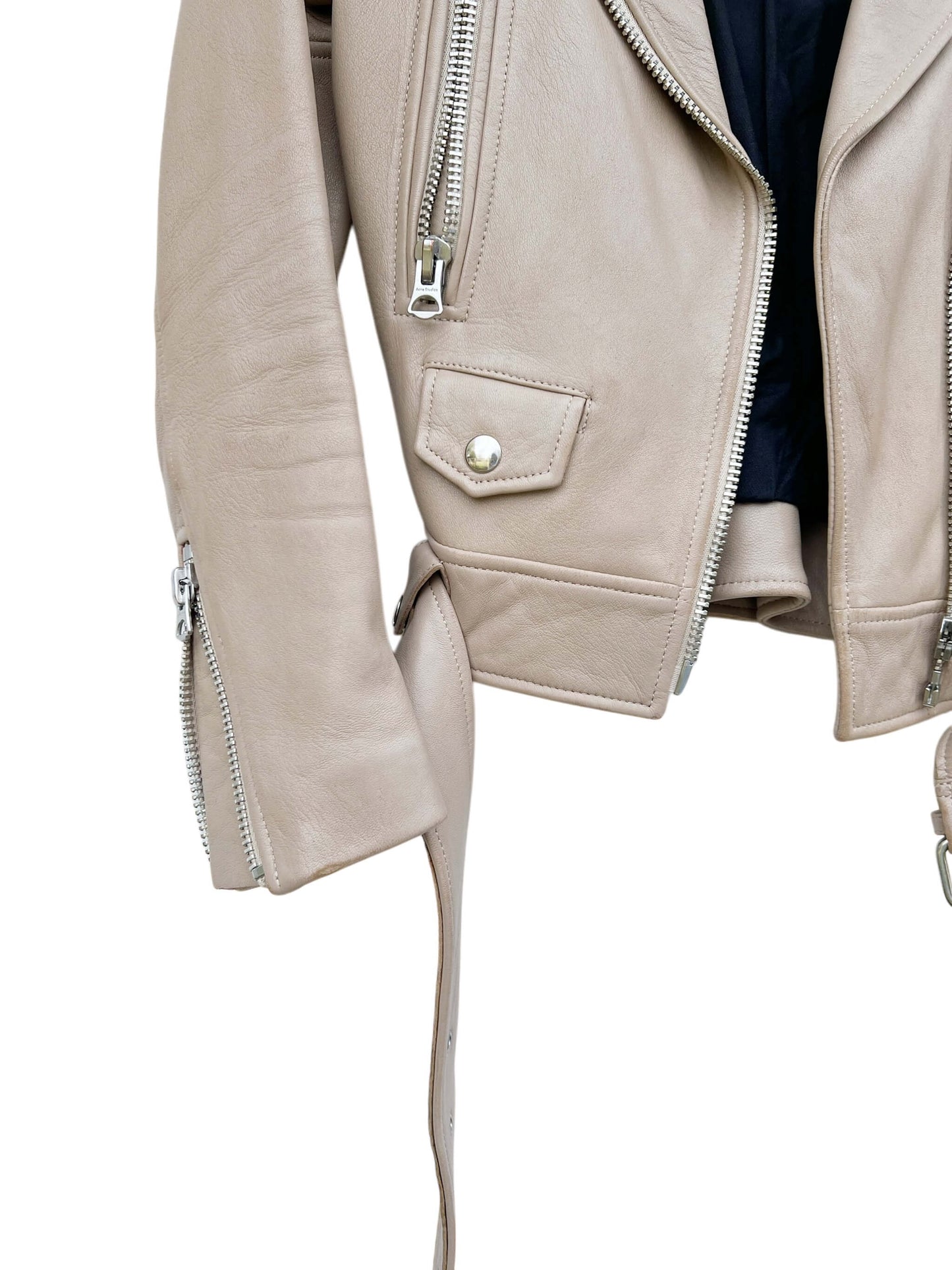 Acne Studios Moto Leather Jacket, Sz 32