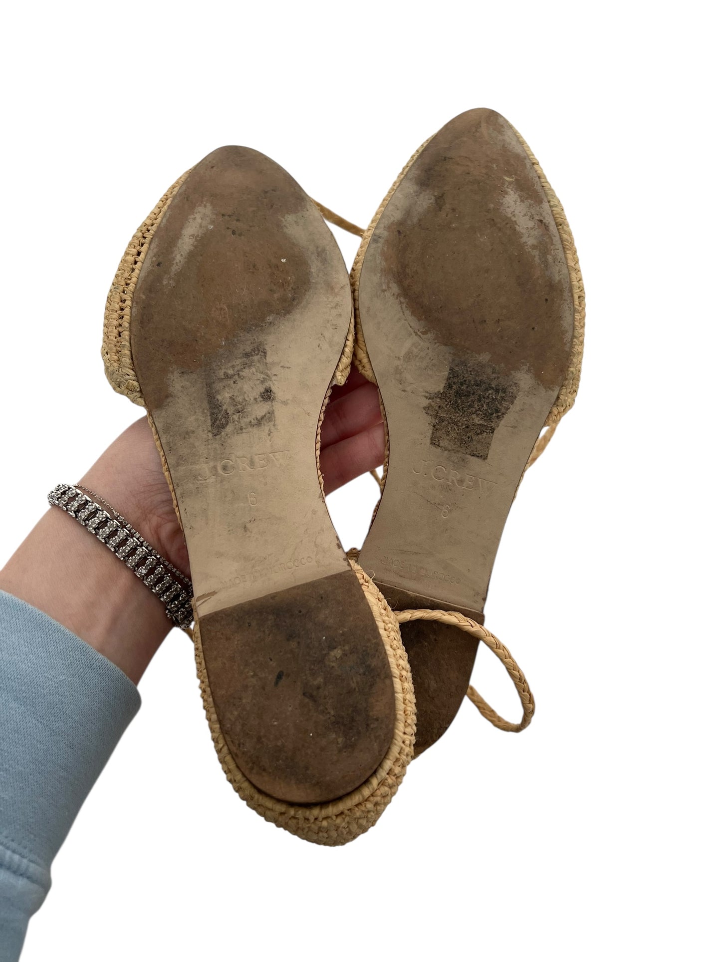 J Crew Straw Flats, Sz US 6