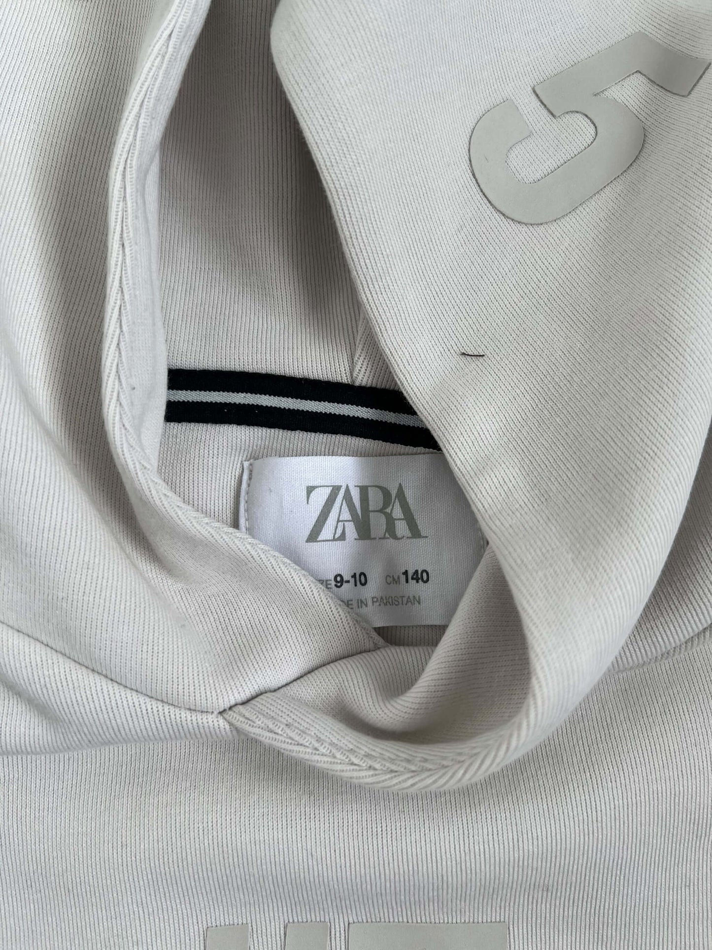 ZARA Cream & Black Hoodie, Age 11-12