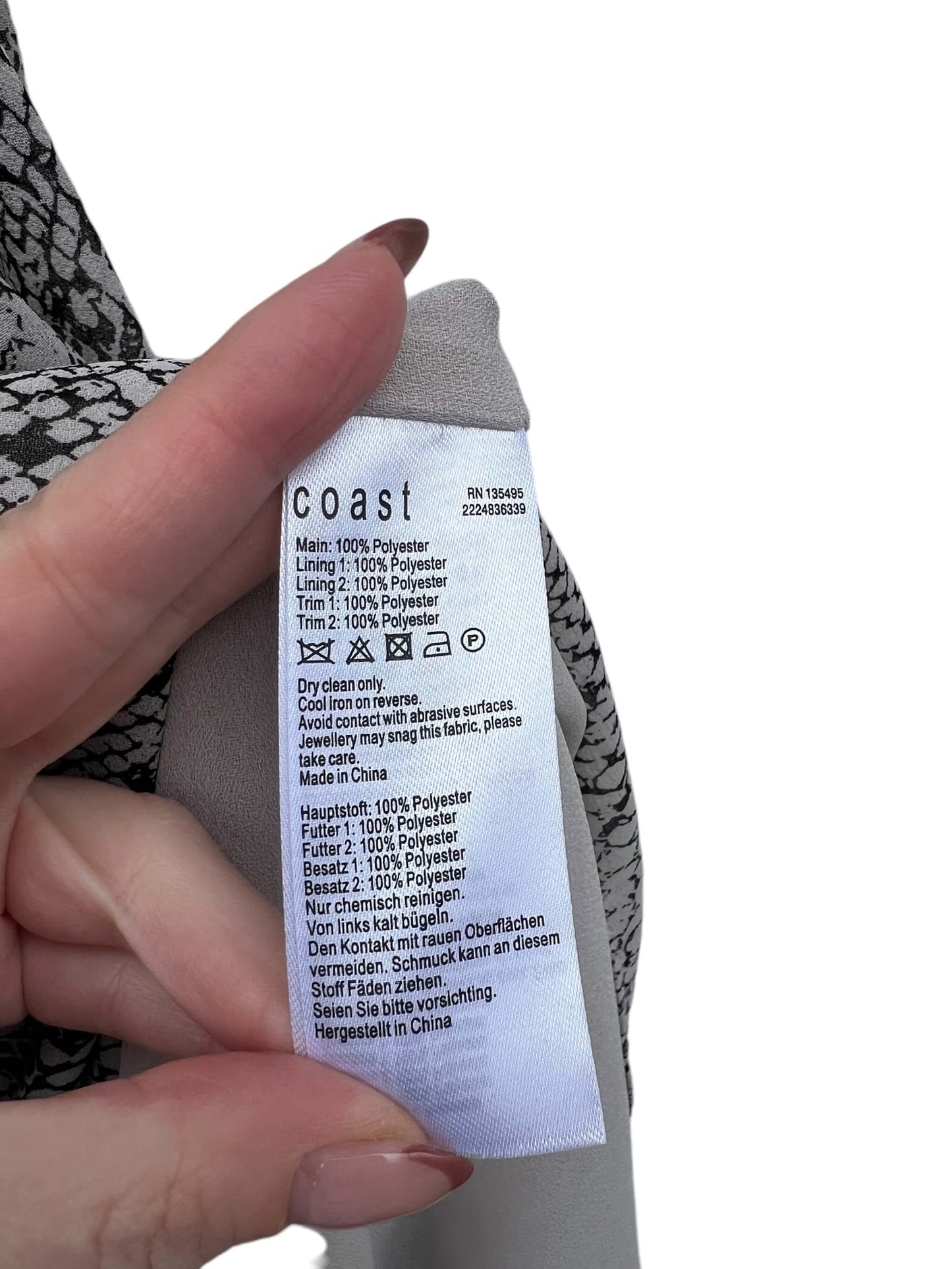 Coast Snakeskin Print Dress, Sz 8