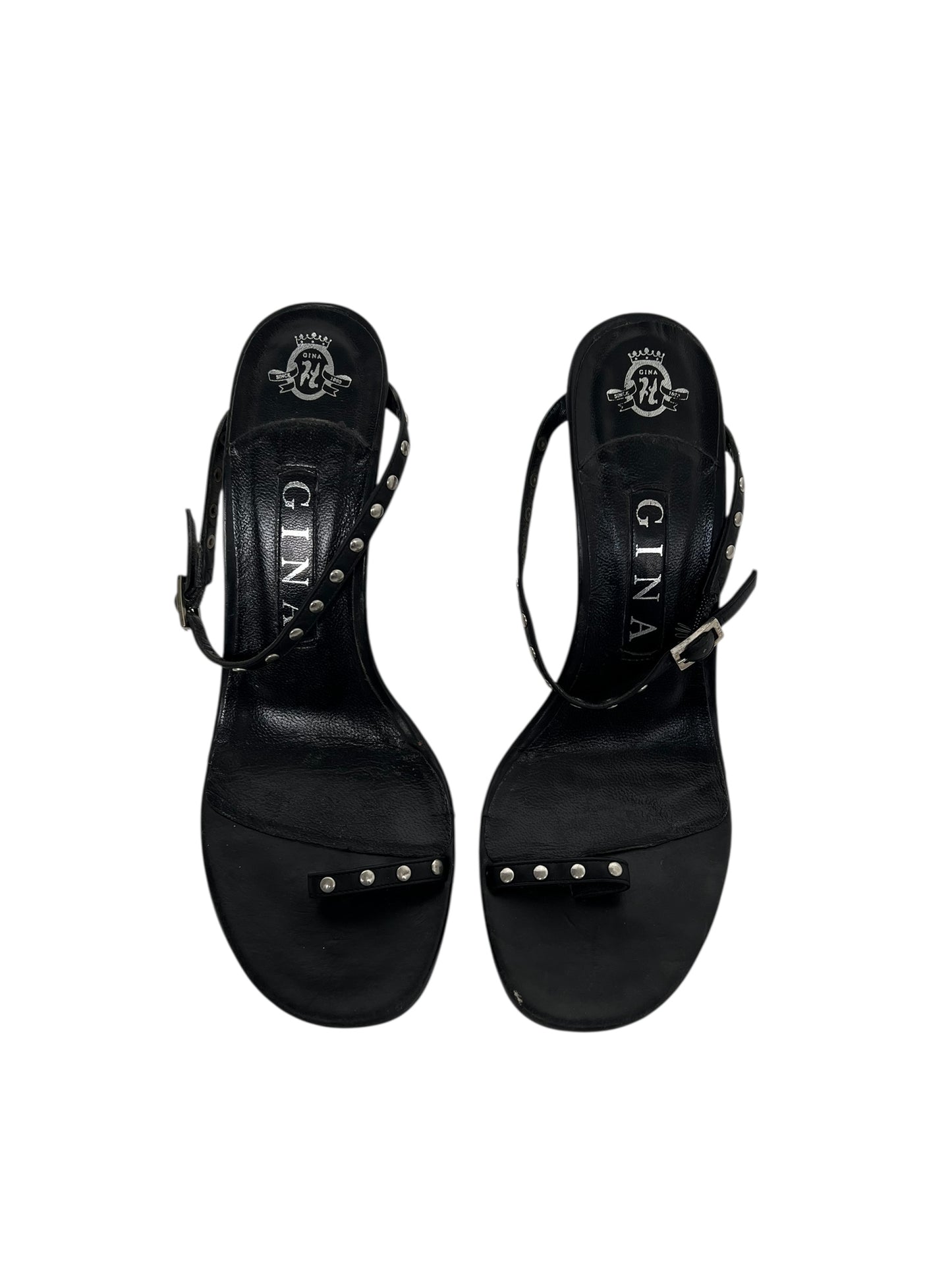 Gina Stappy Studded Heels, Sz 4.5