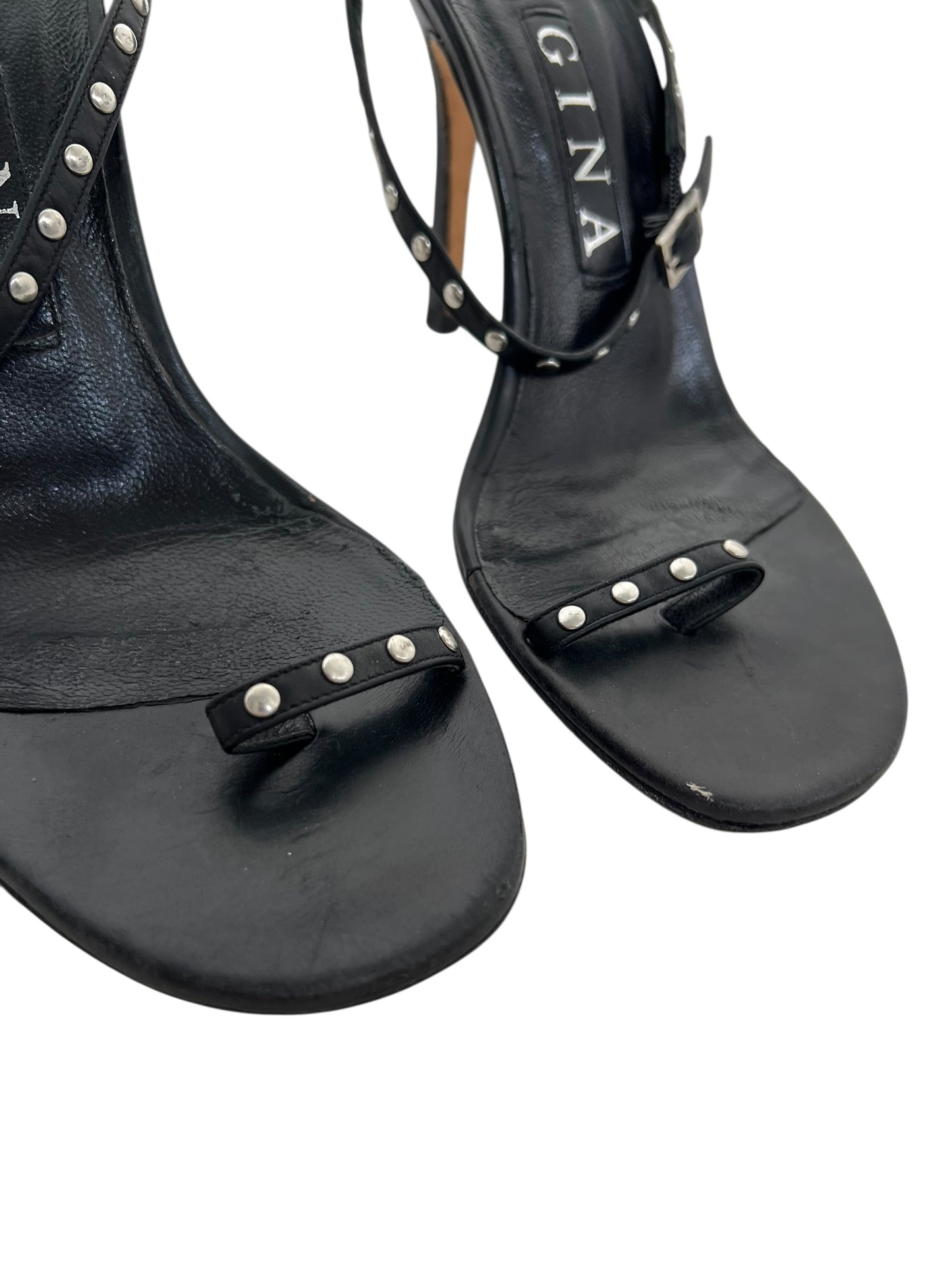 Gina Stappy Studded Heels, Sz 4.5