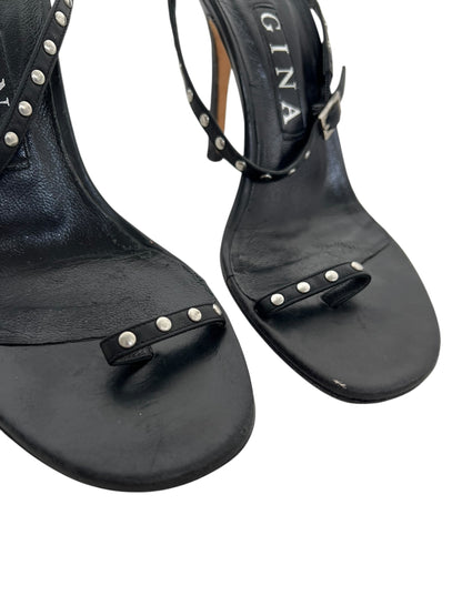 Gina Stappy Studded Heels, Sz 4.5