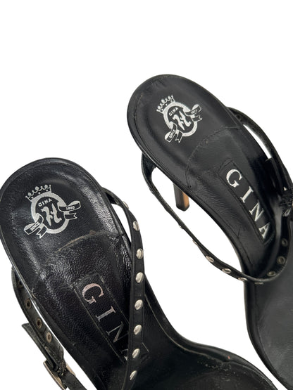 Gina Stappy Studded Heels, Sz 4.5