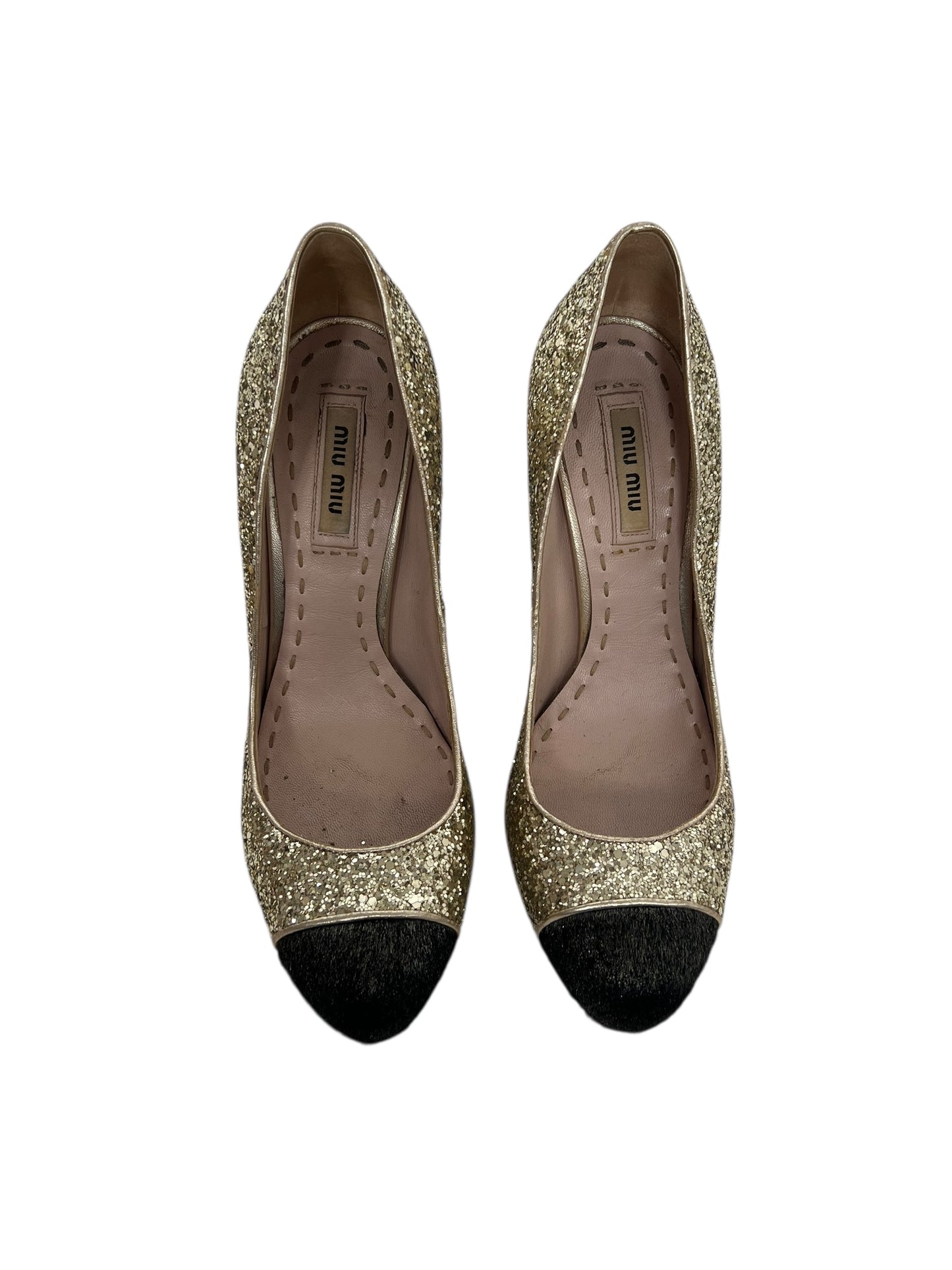 Miu Miu Glitter Pumps, Sz 36