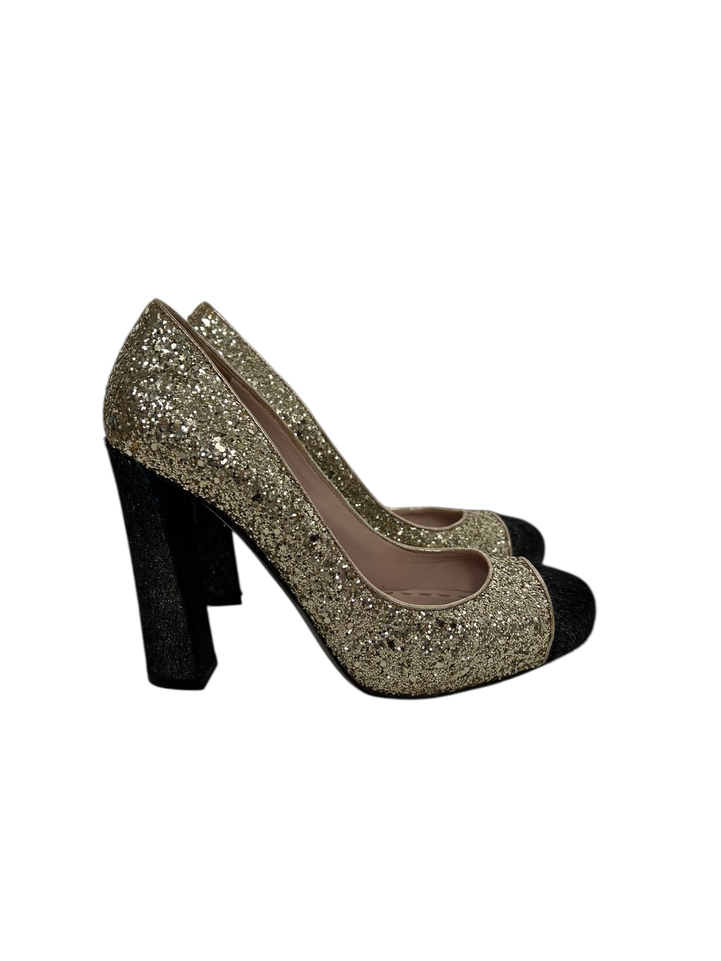 Miu Miu Glitter Pumps, Sz 36