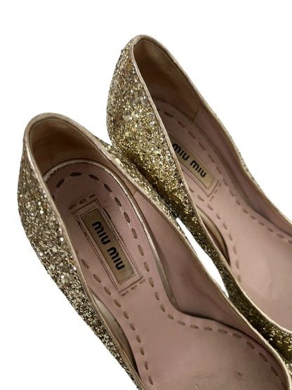 Miu Miu Glitter Pumps, Sz 36