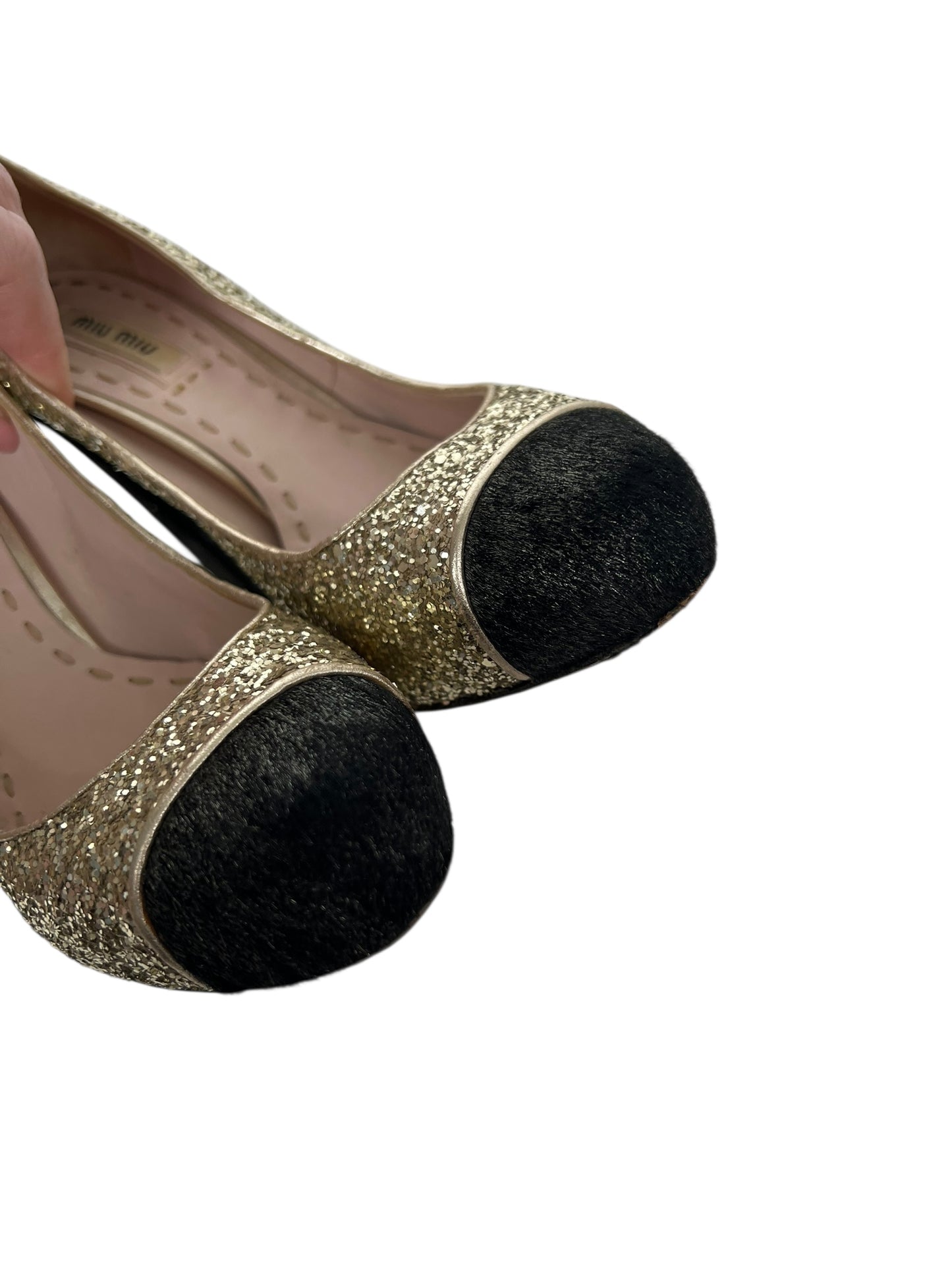 Miu Miu Glitter Pumps, Sz 36