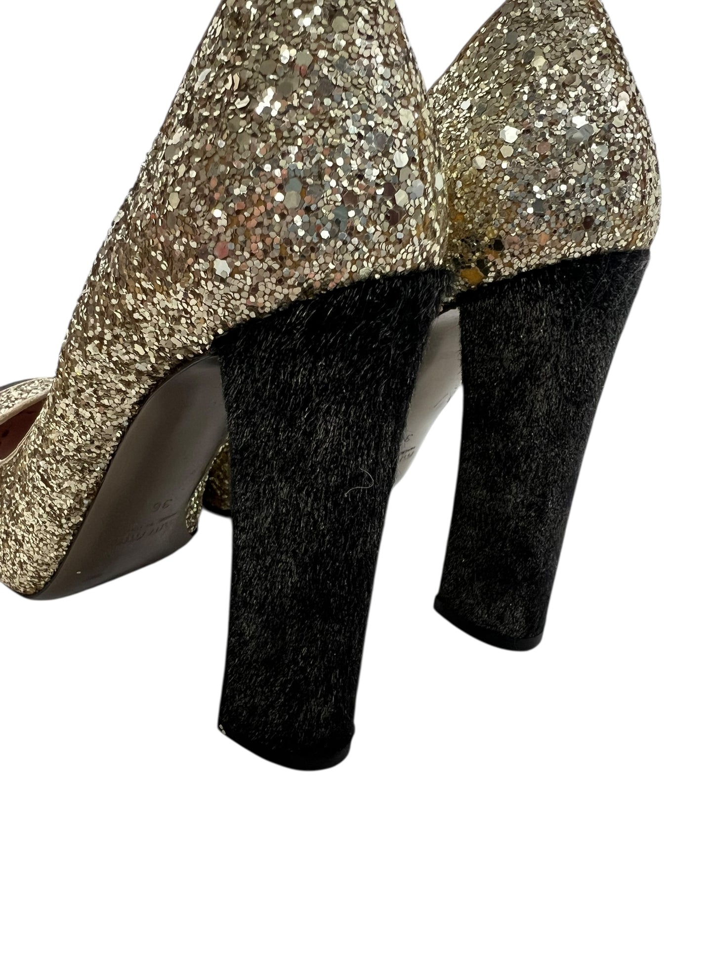 Miu Miu Glitter Pumps, Sz 36