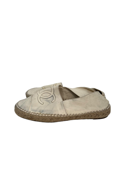 Chanel Leather Espadrilles, Sz 37 (Fits Small)