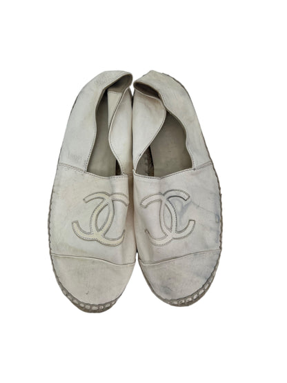 Chanel Leather Espadrilles, Sz 37 (Fits Small)