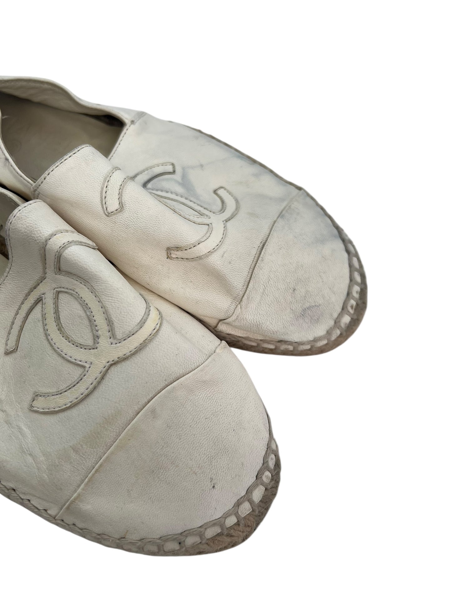 Chanel Leather Espadrilles, Sz 37 (Fits Small)