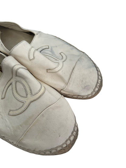 Chanel Leather Espadrilles, Sz 37 (Fits Small)