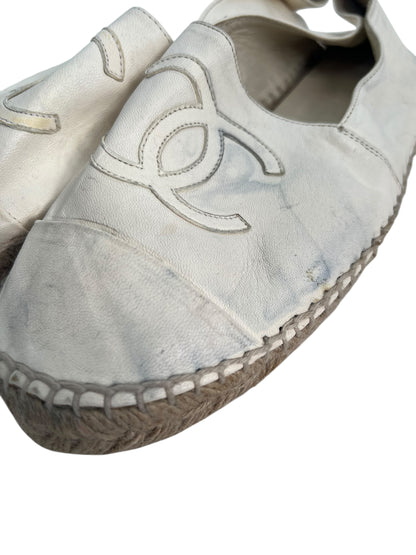 Chanel Leather Espadrilles, Sz 37 (Fits Small)