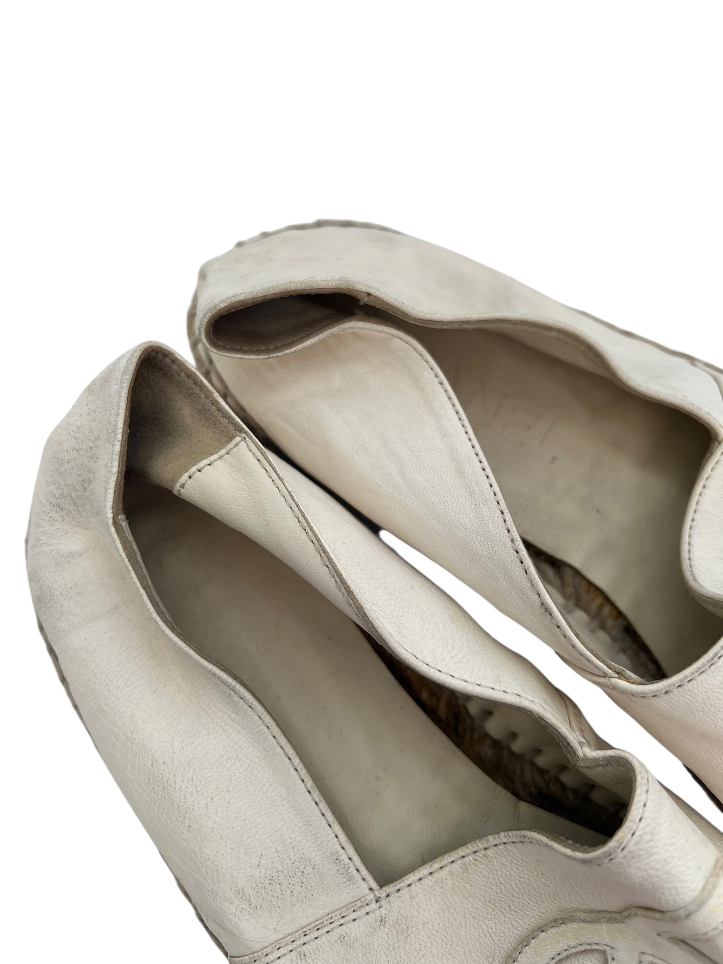 Chanel Leather Espadrilles, Sz 37 (Fits Small)