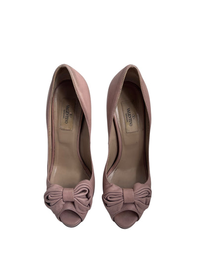 Valentino Leather Bow Heels, Sz 37