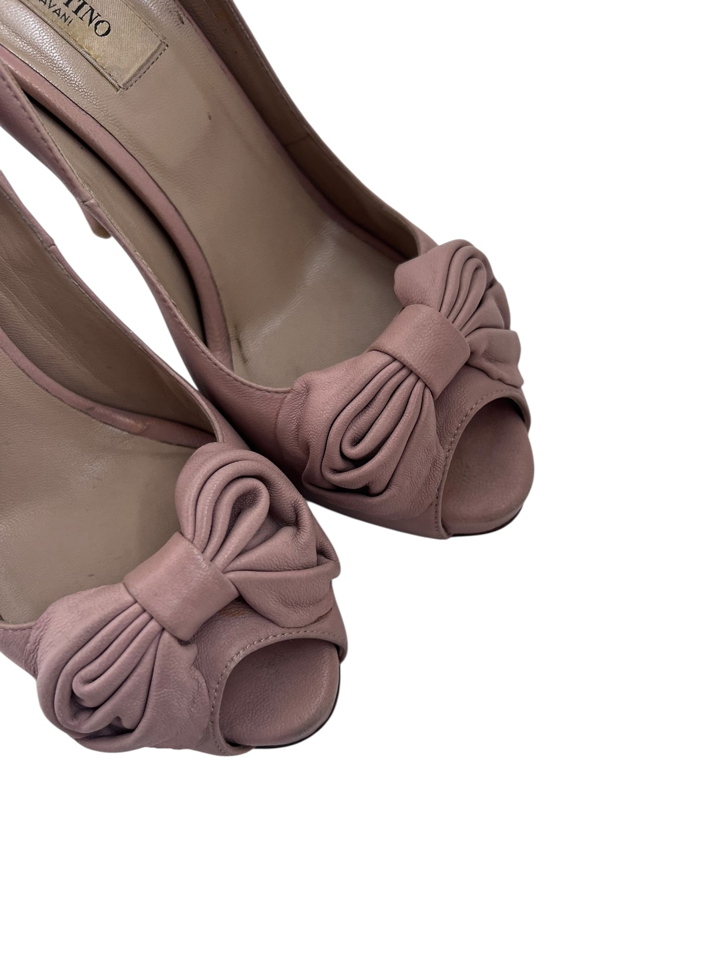 Valentino Leather Bow Heels, Sz 37