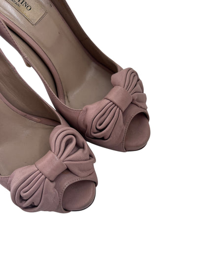 Valentino Leather Bow Heels, Sz 37