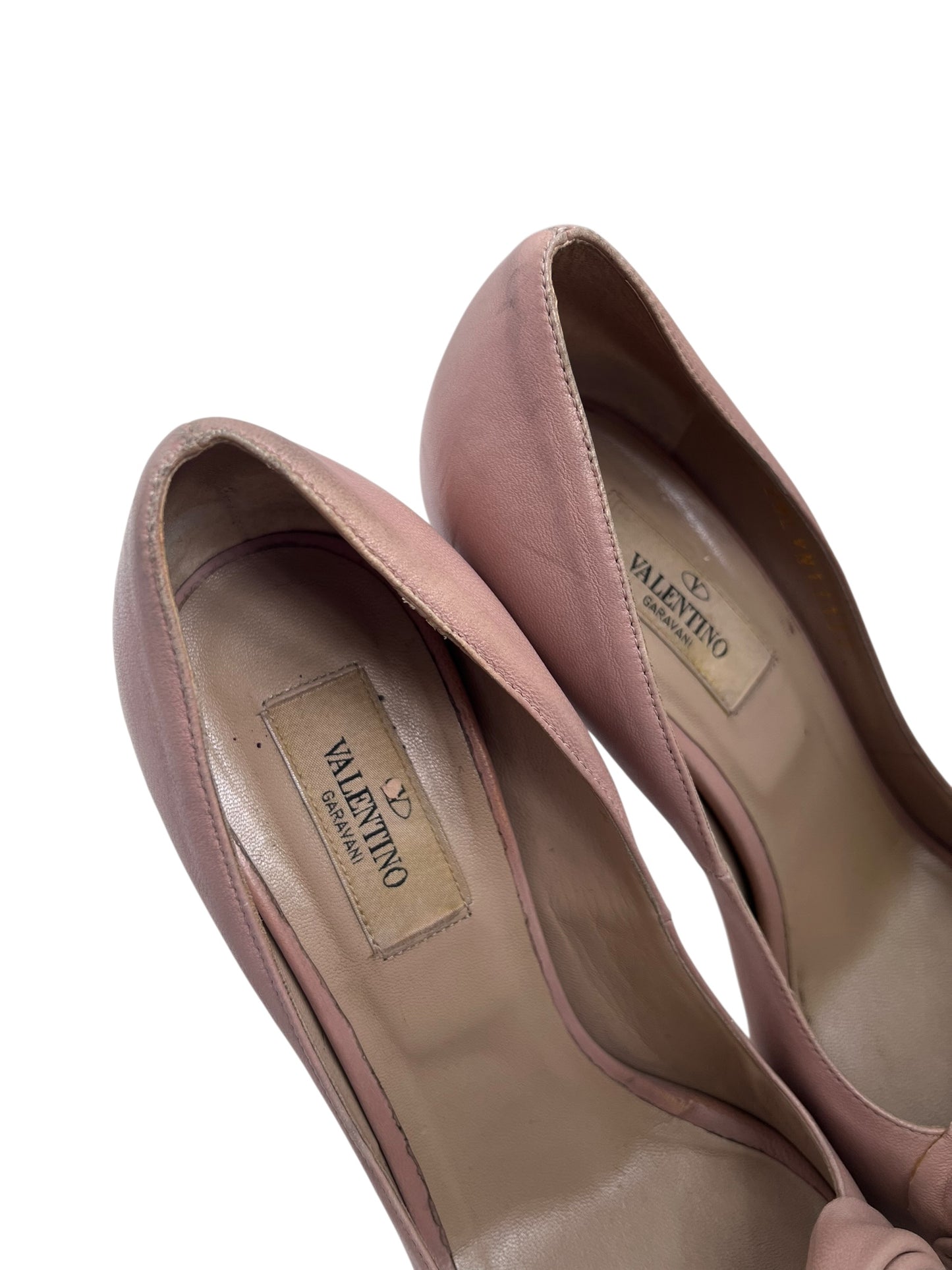 Valentino Leather Bow Heels, Sz 37