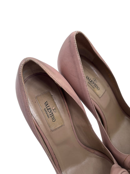 Valentino Leather Bow Heels, Sz 37