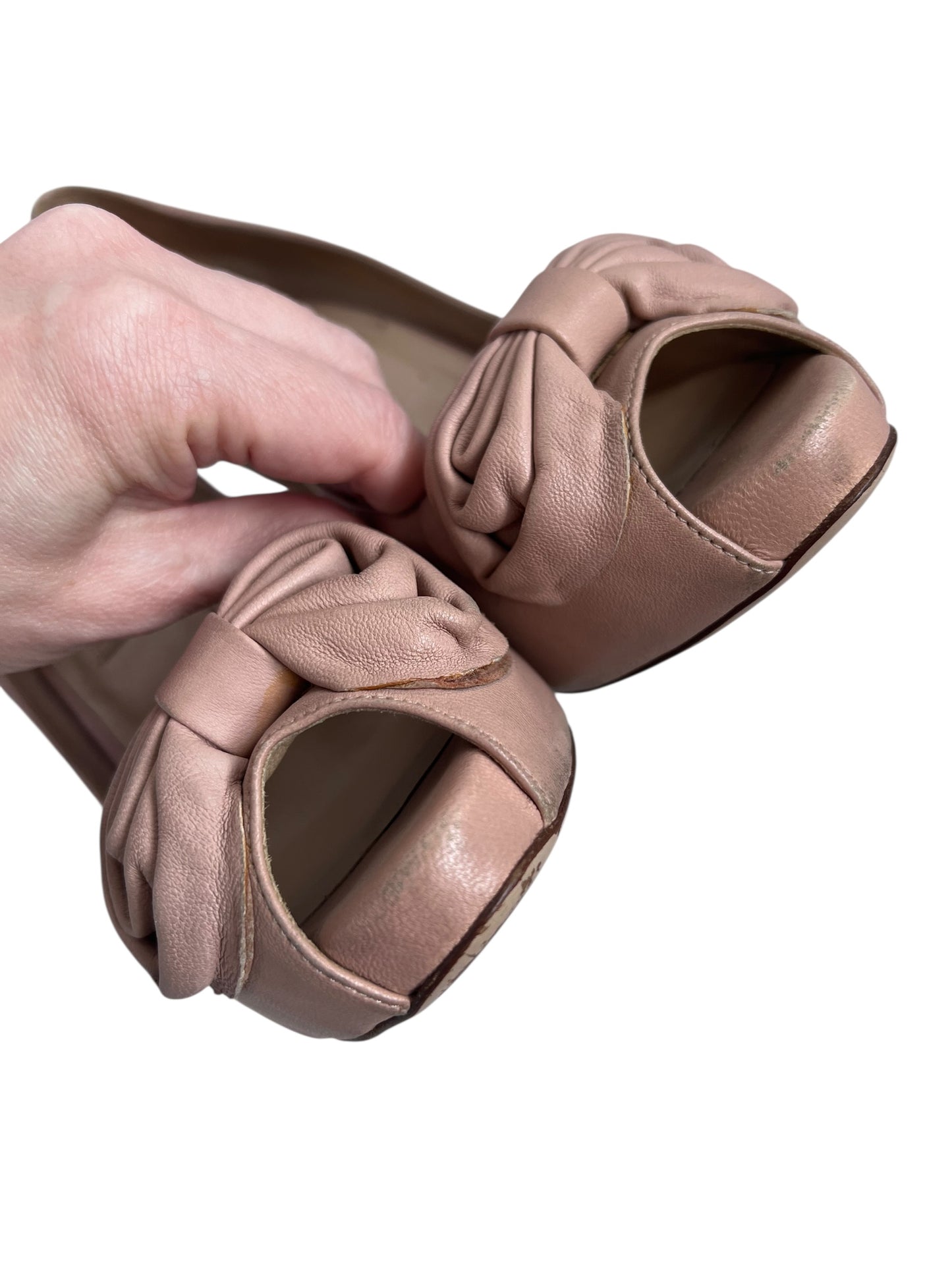 Valentino Leather Bow Heels, Sz 37