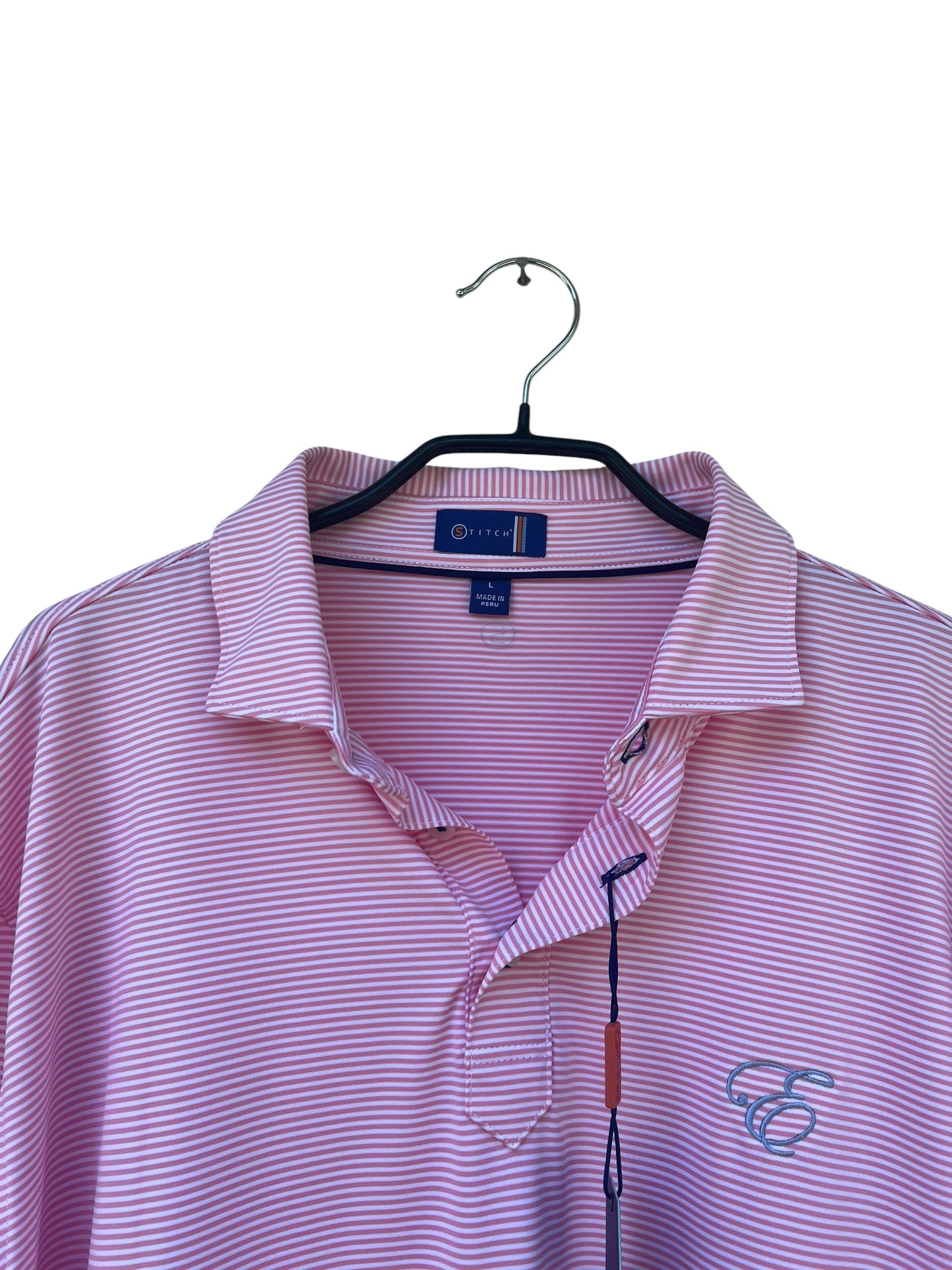 Stitch Striped Golf Polo, Sz L (New with Tags)